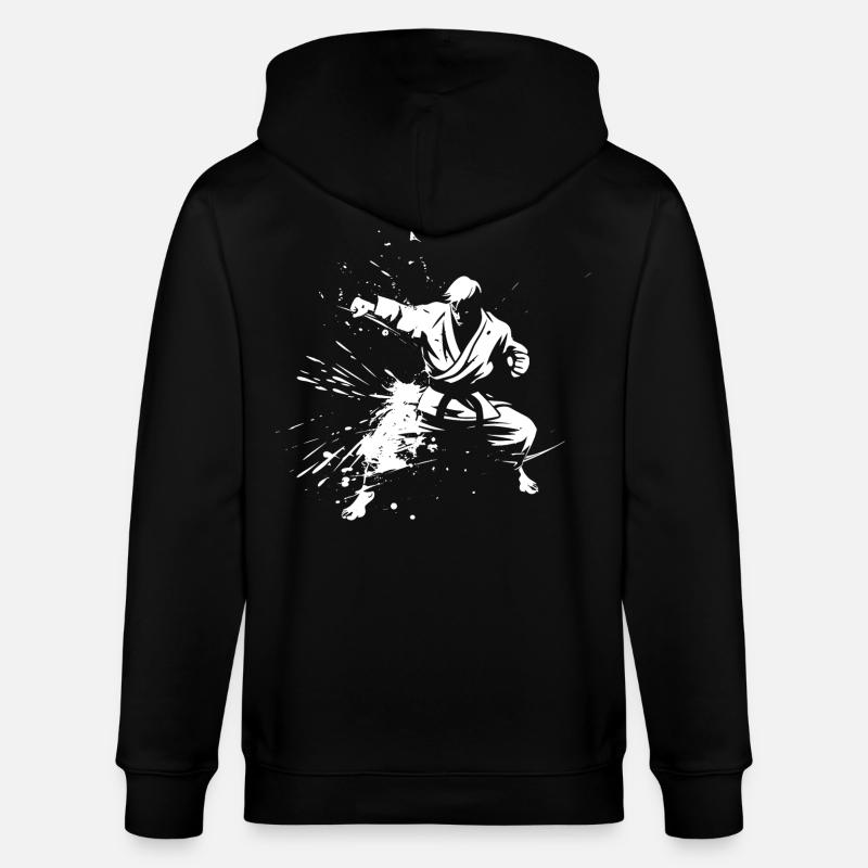 Karate Junge Zeichnung - Stanley/Stella Unisex Bio-Kapuzenjacke CULTIVATOR  - Schwarz