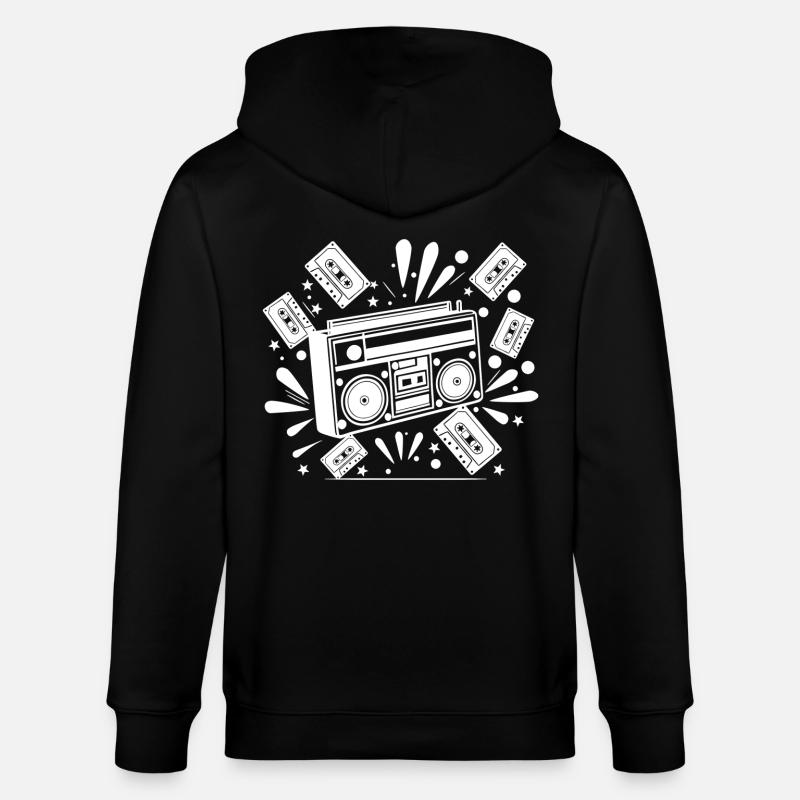 Ghettoblaster, Musik, Nostalgie - Stanley/Stella Unisex Bio-Kapuzenjacke CULTIVATOR  - Schwarz