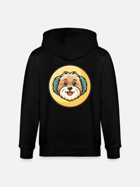 Havanese Dog Breed Colorful Cartoon Kawaii Clipart - Stanley/Stella CULTIVATOR  Unisex Organic Hooded Jacket - black