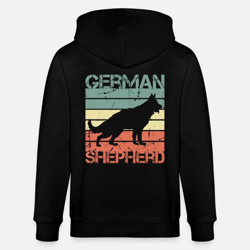 Retro Deutscher Schäferhund - Stanley/Stella Unisex Bio-Kapuzenjacke CULTIVATOR  - Schwarz