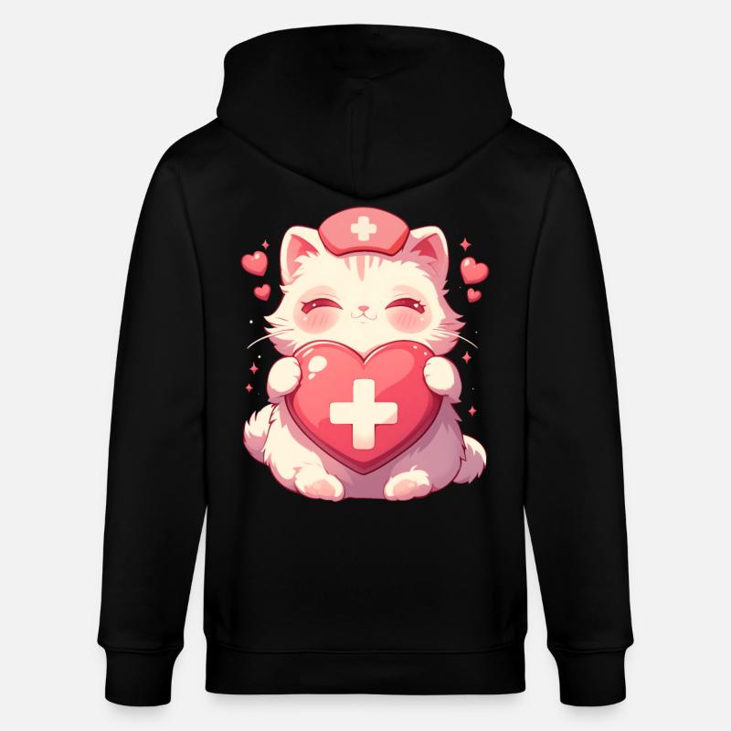Chat Infirmière Kawaii Infirmière Médecin - Veste à capuche bio CULTIVATOR Stanley/Stella Unisexe - noir