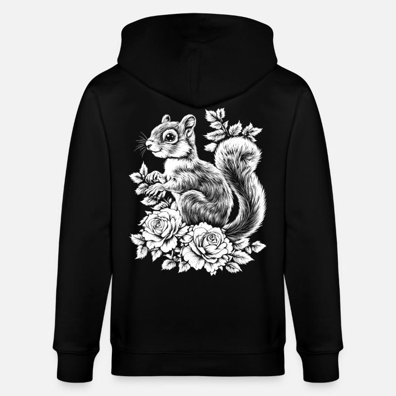 Hörnchen Rose Blumen Ästhetik Eichhörnchen - Stanley/Stella Unisex Bio-Kapuzenjacke CULTIVATOR  - Schwarz