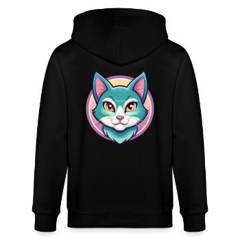 Chat bleu russe race dessin animé Kawaii Animal Pet - Veste à capuche bio CULTIVATOR Stanley/Stella Unisexe - noir - Dos - Anna (173cm)