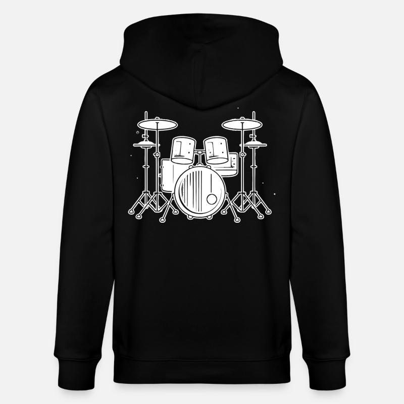Drum Set Zeichnung - Stanley/Stella Unisex Bio-Kapuzenjacke CULTIVATOR  - Schwarz