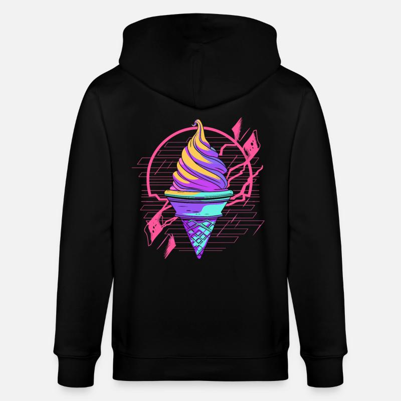 Eiswaffel Synthwave - Stanley/Stella Unisex Bio-Kapuzenjacke CULTIVATOR  - Schwarz