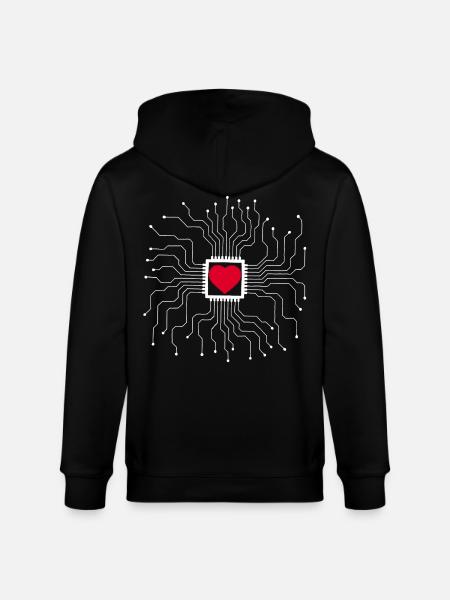 The heart is a machine - Stanley/Stella CULTIVATOR Unisex Organic Hooded Jacket - black