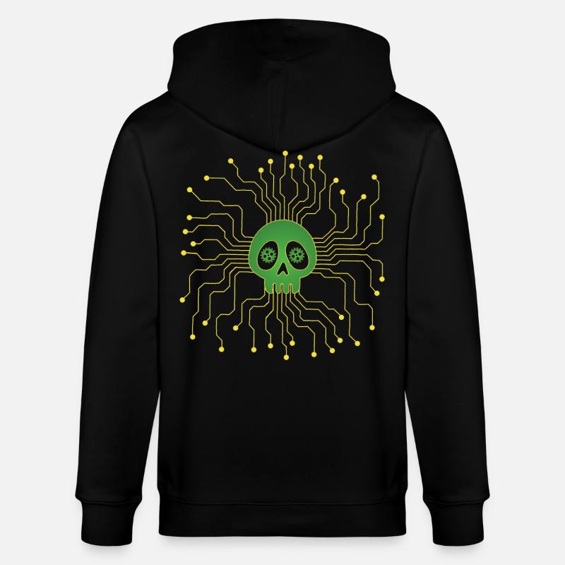 Microprocessor skull - Stanley/Stella CULTIVATOR  Unisex Organic Hooded Jacket - black