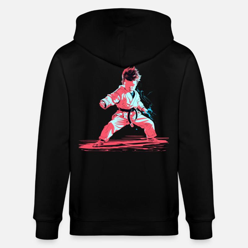 Karaté Garçon Synthwave - Veste à capuche bio CULTIVATOR Stanley/Stella Unisexe - noir