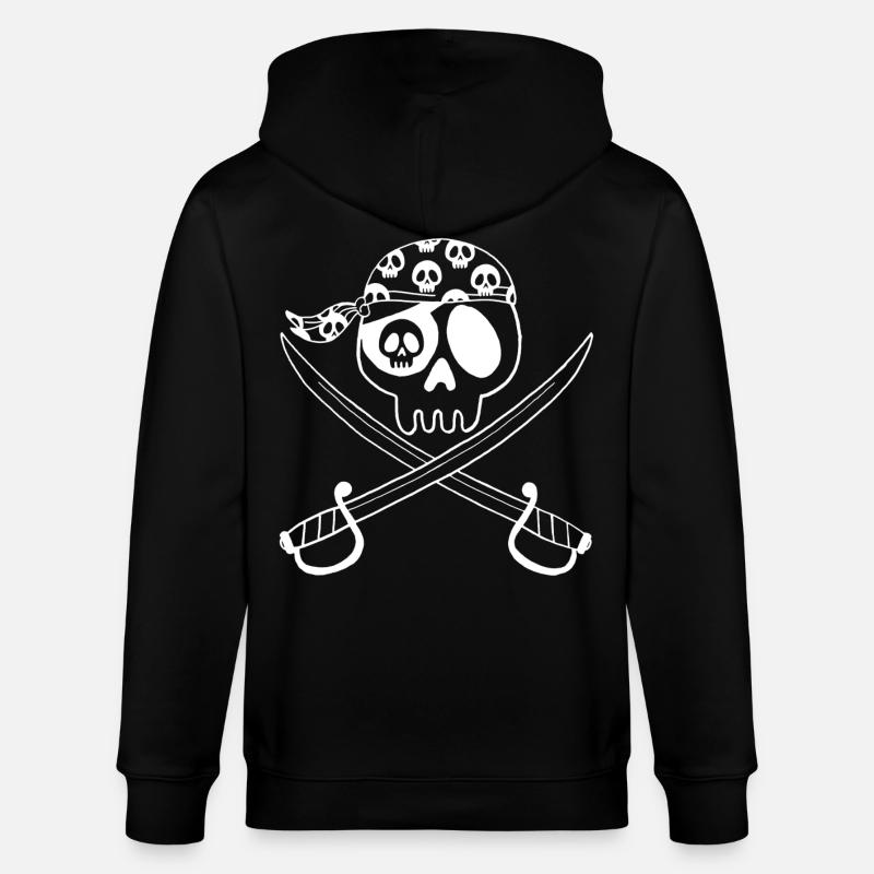 Piratenschädel (Weiß) - Stanley/Stella Unisex Bio-Kapuzenjacke CULTIVATOR - Schwarz