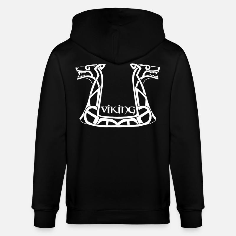 Weißer Wikinger-Drache - Stanley/Stella Unisex Bio-Kapuzenjacke CULTIVATOR  - Schwarz