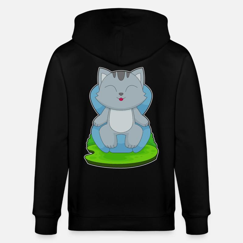 Katze Sessel - Stanley/Stella Unisex Bio-Kapuzenjacke CULTIVATOR - Schwarz