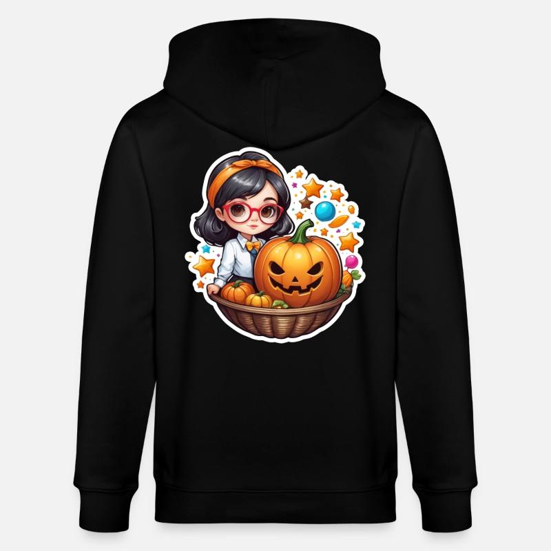 Filles Halloween Citrouille Panier - Veste à capuche bio CULTIVATOR Stanley/Stella Unisexe - noir