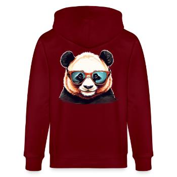 Lässiger Pandakopf mit Sonnenbrille - Stanley/Stella Unisex Bio-Kapuzenjacke CULTIVATOR  - Burgunderrot - Hinten - Anna (173cm)