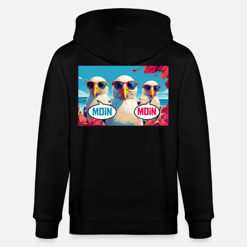 Moin Moin Möwen - Stanley/Stella Unisex Bio-Kapuzenjacke CULTIVATOR  - Schwarz