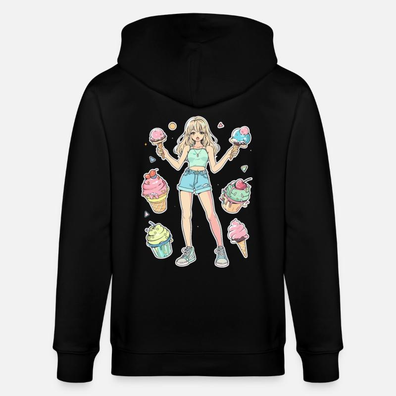 Fille de crème glacée - Veste à capuche bio CULTIVATOR Stanley/Stella Unisexe - noir
