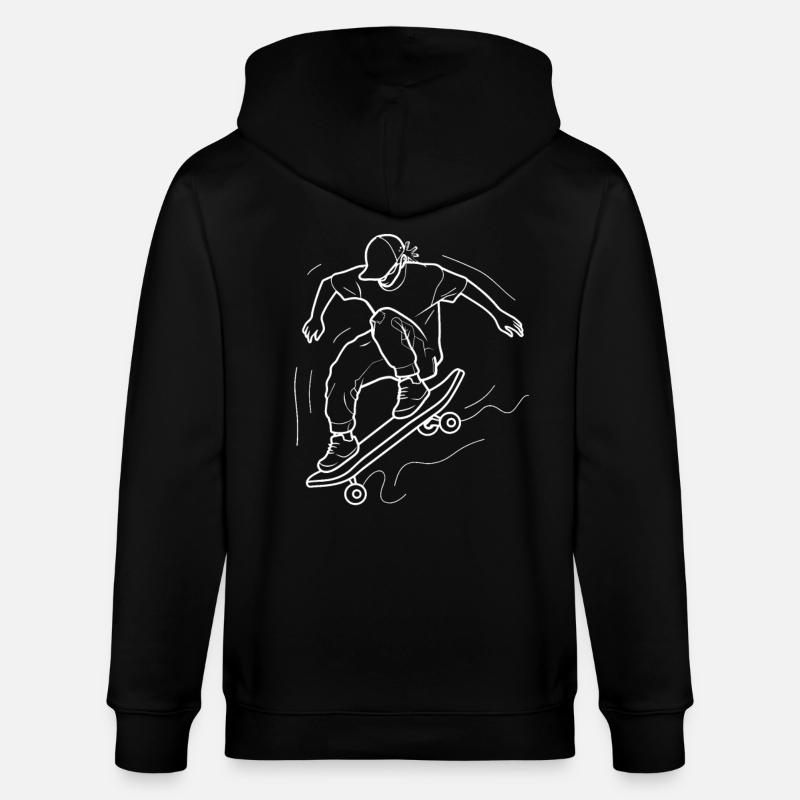 Skateboarding Junge Line Art - Stanley/Stella Unisex Bio-Kapuzenjacke CULTIVATOR  - Schwarz