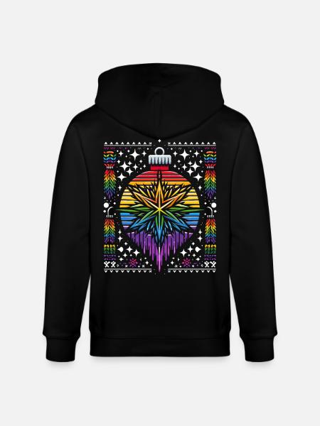 Christmas Ornament Knitting Pattern Rainbow LGBTQ+ - Stanley/Stella CULTIVATOR  Unisex Organic Hooded Jacket - black