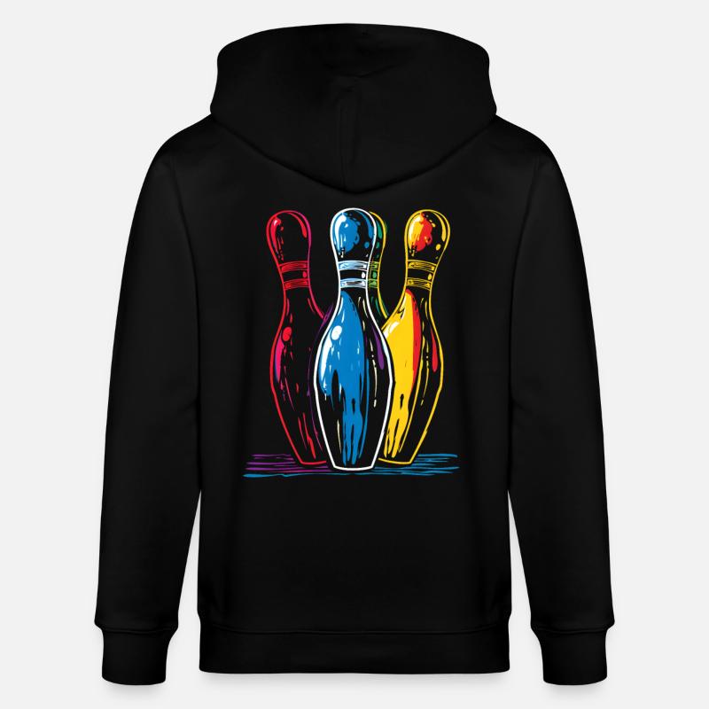 Dessin de bowling à l’ancienne - Veste à capuche bio CULTIVATOR Stanley/Stella Unisexe - noir
