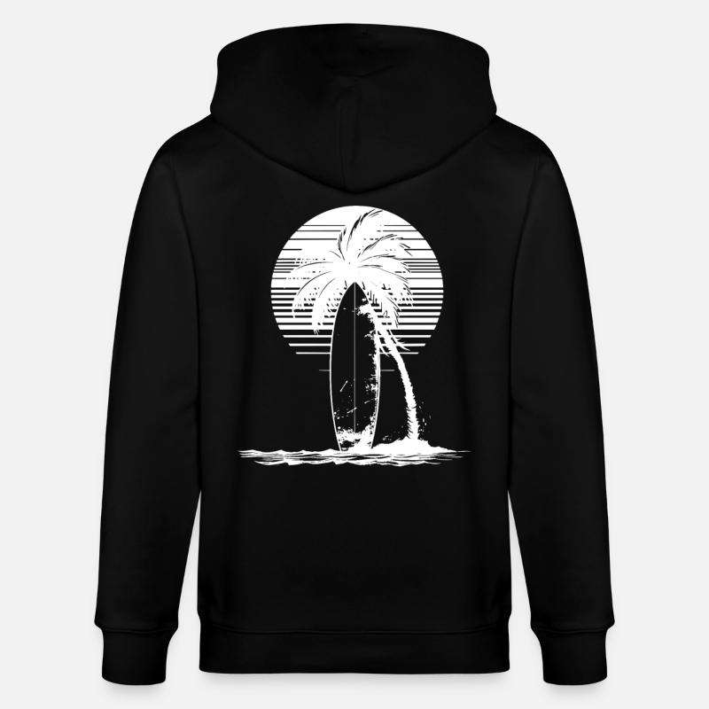 Dessin de planche de surf - Veste à capuche bio CULTIVATOR Stanley/Stella Unisexe - noir