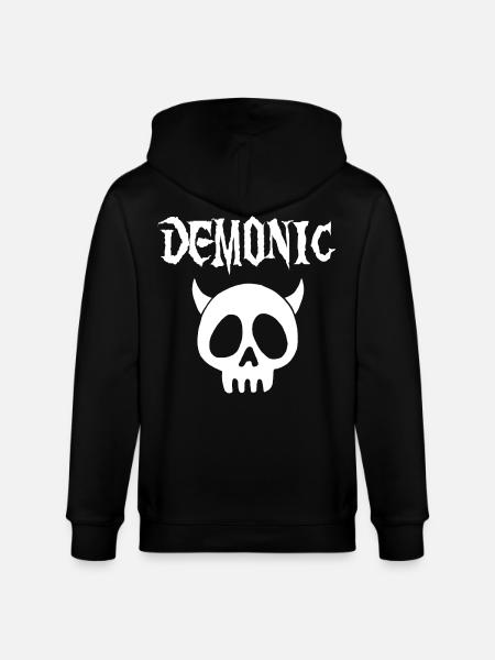 White Demonic Skull - Stanley/Stella CULTIVATOR  Unisex Organic Hooded Jacket - black