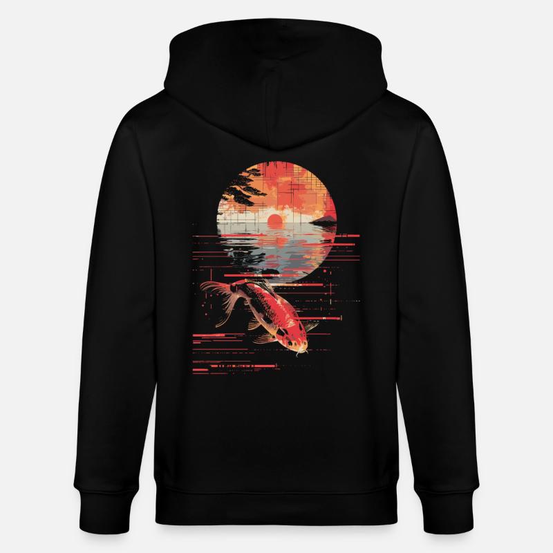 Pêche Synthwave - Veste à capuche bio CULTIVATOR Stanley/Stella Unisexe - noir