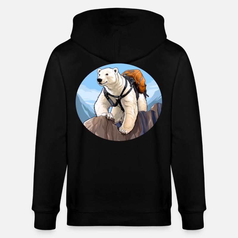 Eisbären Wandern / Bergsteiger Eisbär - Stanley/Stella Unisex Bio-Kapuzenjacke CULTIVATOR - Schwarz