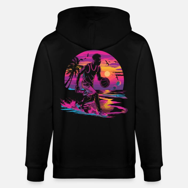 Basket-ball Synthwave - Veste à capuche bio CULTIVATOR Stanley/Stella Unisexe - noir