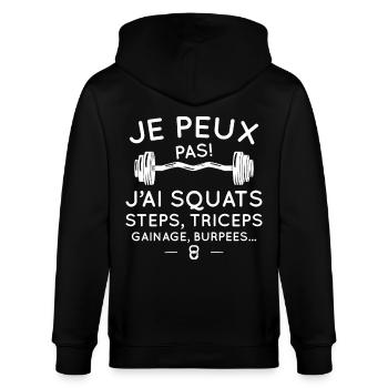 Je peux pas j'ai squats steps, triceps, ganage - Veste à capuche bio CULTIVATOR Stanley/Stella Unisexe - noir - Dos - Anna (173cm)