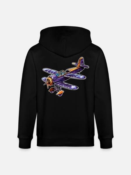 Propeller Plane Comic Look - Stanley/Stella CULTIVATOR  Unisex Organic Hooded Jacket - black