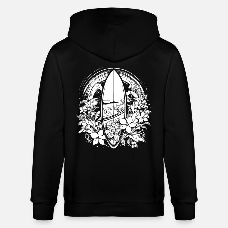 Planche de surf style bande dessinée - Veste à capuche bio CULTIVATOR Stanley/Stella Unisexe - noir