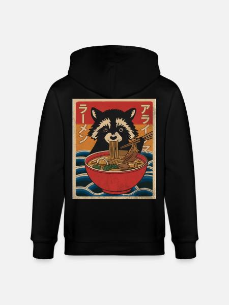 Kawaii Raccoon Ramen Funny Japanese Anime - Stanley/Stella CULTIVATOR  Unisex Organic Hooded Jacket - black