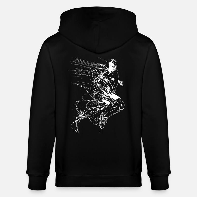 Jogger Line Art - Stanley/Stella Unisex Bio-Kapuzenjacke CULTIVATOR  - Schwarz