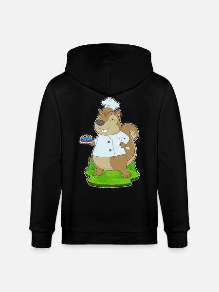 Squirrel Birthday Cake - Stanley/Stella CULTIVATOR  Unisex Organic Hooded Jacket - black
