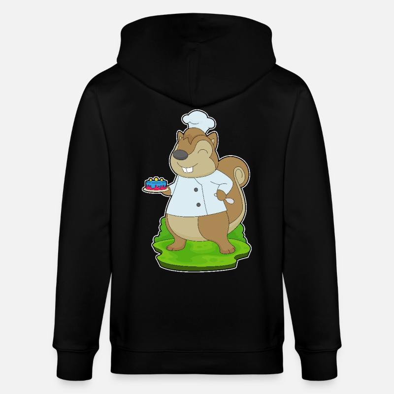 Squirrel Birthday Chef - Stanley/Stella CULTIVATOR Unisex Organic Hooded Jacket - black