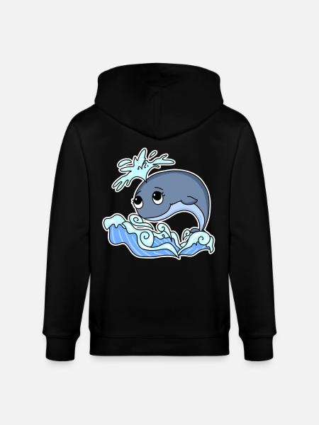 Whale Animal Ocean Graphic - Stanley/Stella CULTIVATOR Unisex Organic Hooded Jacket - black