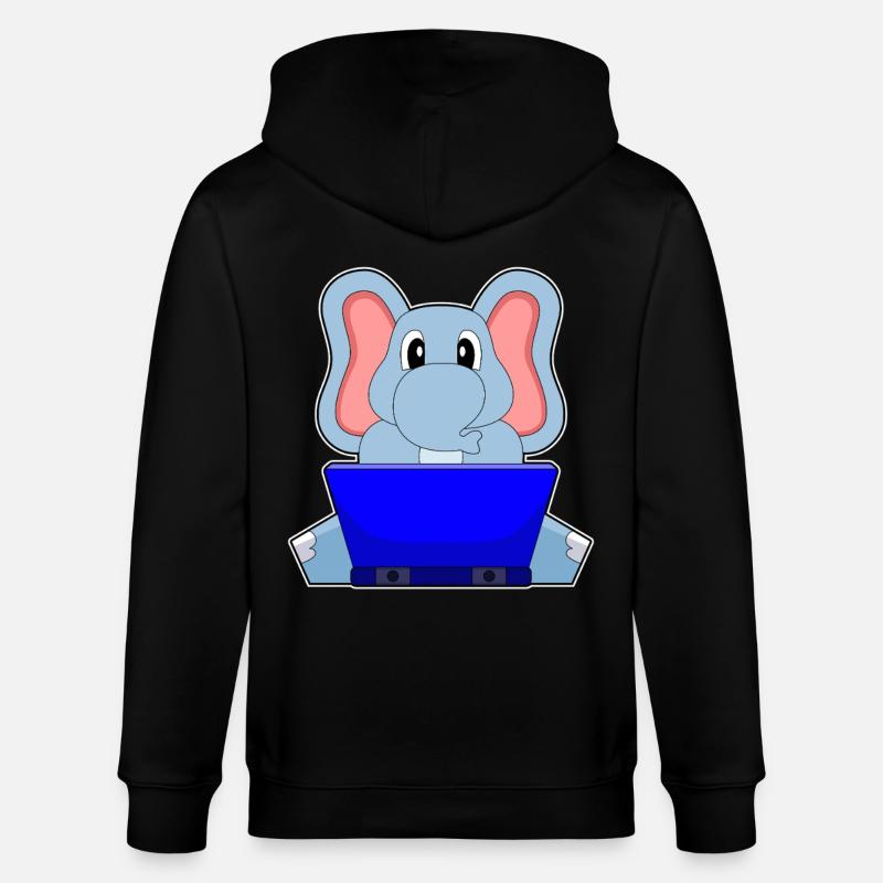 Elefant Laptop - Stanley/Stella Unisex Bio-Kapuzenjacke CULTIVATOR  - Schwarz