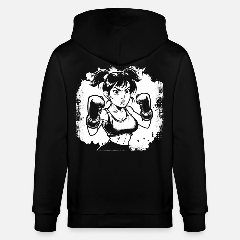 Weiblicher Boxer - Stanley/Stella Unisex Bio-Kapuzenjacke CULTIVATOR  - Schwarz