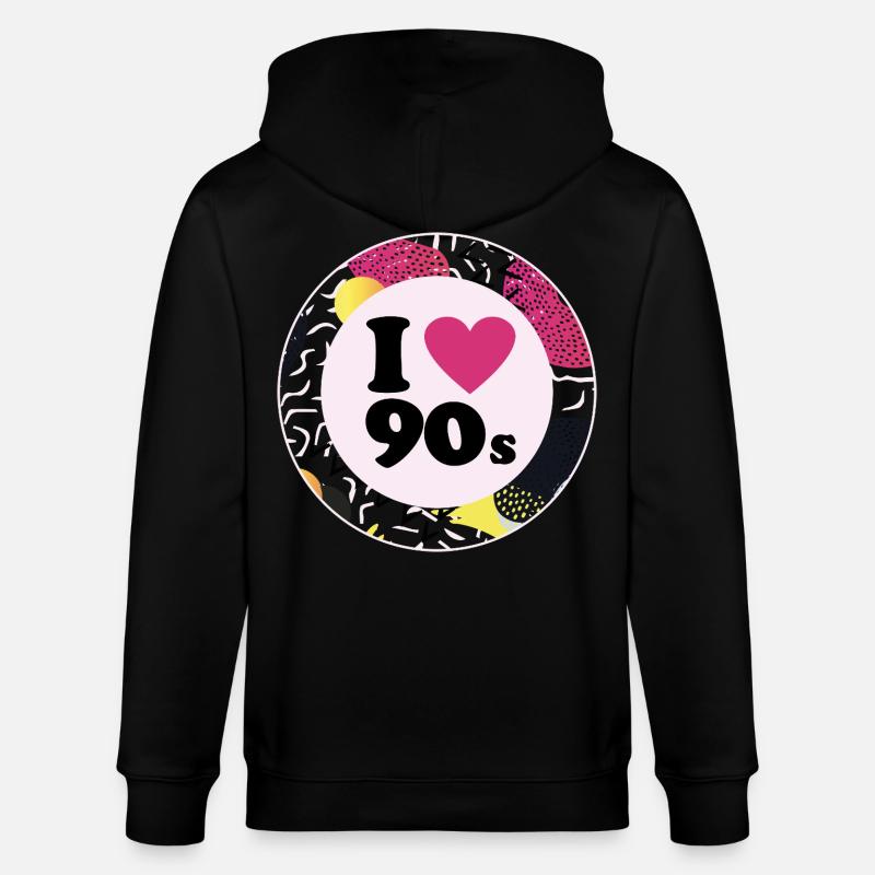 I ♥ 90s – Nostalgic retro design - Stanley/Stella CULTIVATOR Unisex Organic Hooded Jacket - black