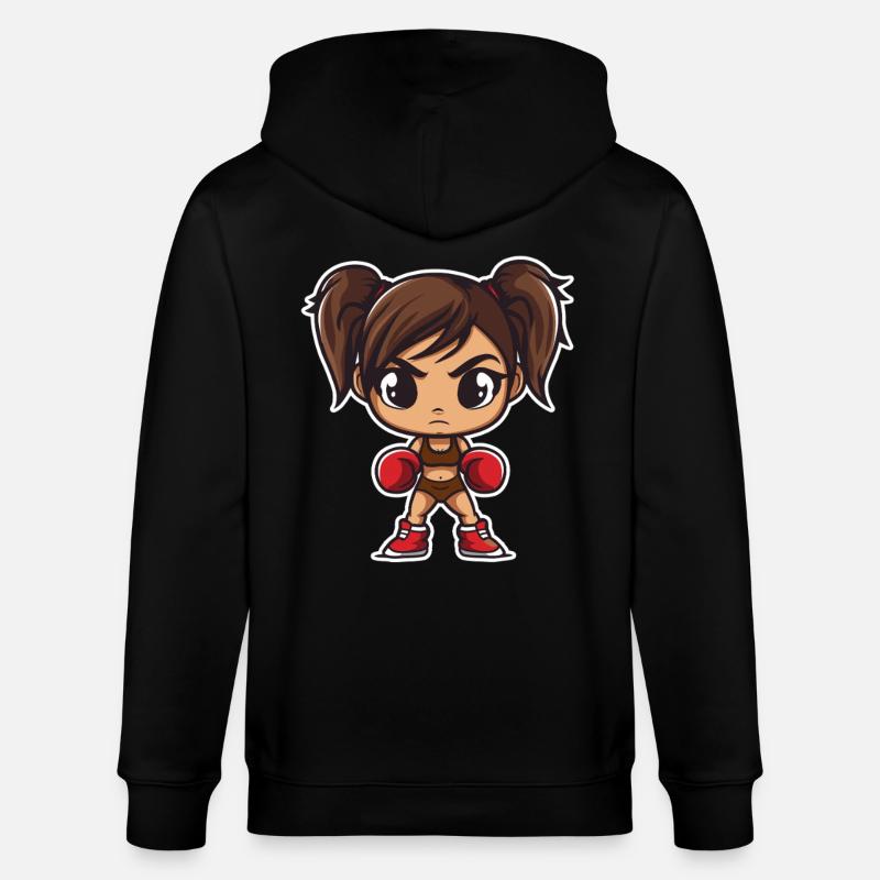 Boxen Mädchen Cartoon - Stanley/Stella Unisex Bio-Kapuzenjacke CULTIVATOR  - Schwarz