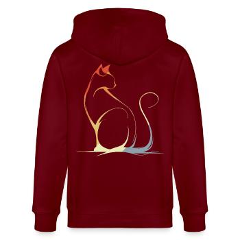 Cat Drawing Vintage - Stanley/Stella CULTIVATOR  Unisex Organic Hooded Jacket - burgundy - Back - Anna (173cm)