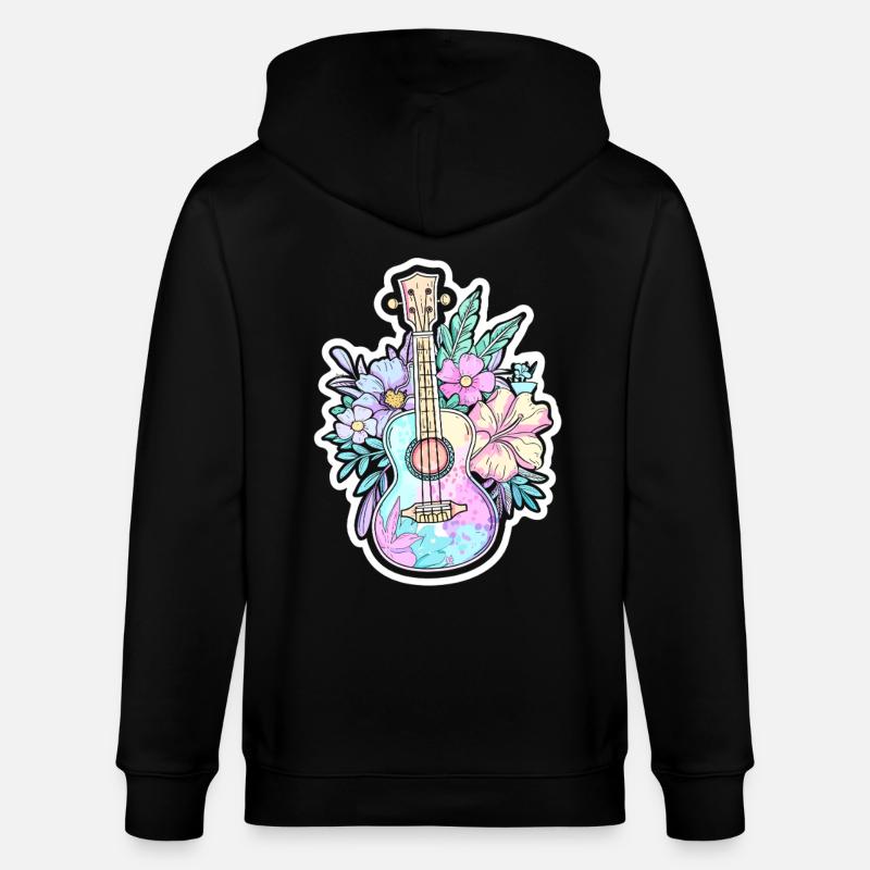 Ukulele Comic-Stil - Stanley/Stella Unisex Bio-Kapuzenjacke CULTIVATOR  - Schwarz