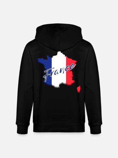 Flag of France, French pride - Stanley/Stella CULTIVATOR Unisex Organic Hooded Jacket - black