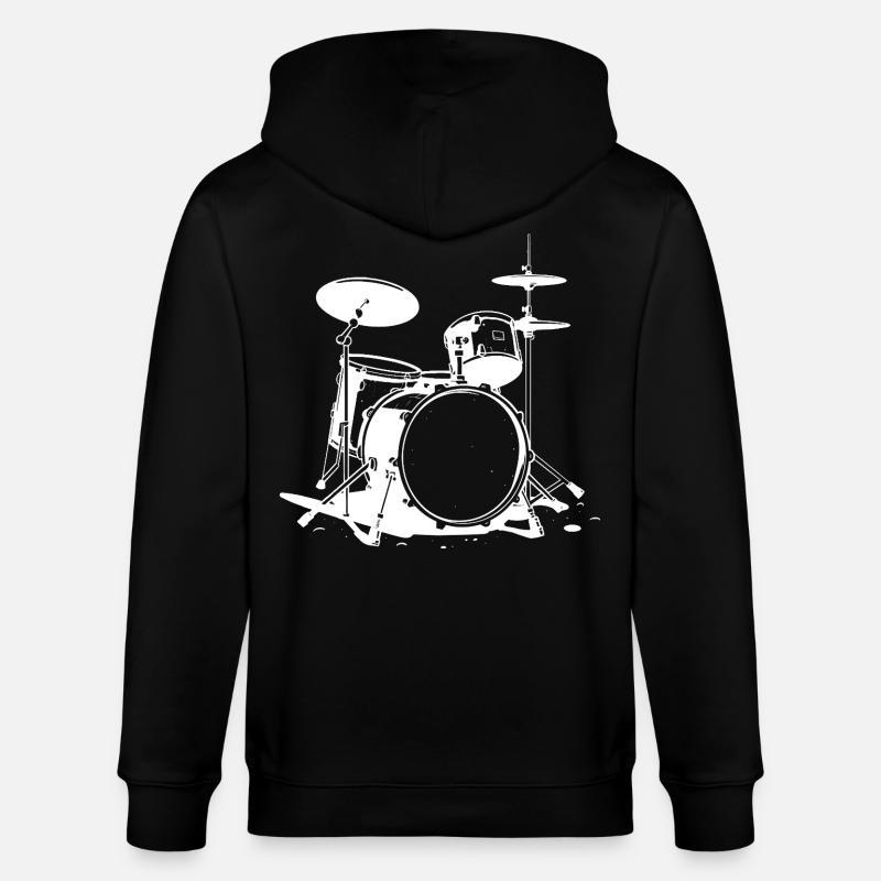 Drumset Zeichnung - Stanley/Stella Unisex Bio-Kapuzenjacke CULTIVATOR  - Schwarz