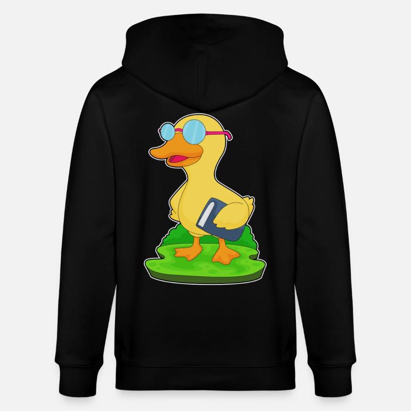 Duck Nerd Book Glasses - Stanley/Stella CULTIVATOR Unisex Organic Hooded Jacket - black