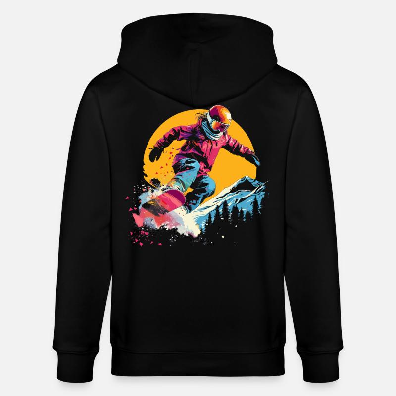 Snowboarder Synthwave - Veste à capuche bio CULTIVATOR Stanley/Stella Unisexe - noir