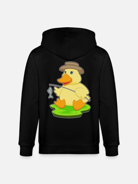 Duck Angler Fish Fishing - Stanley/Stella CULTIVATOR Unisex Organic Hooded Jacket - black