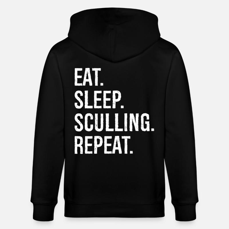 eat sleep sculling repeat - Stanley/Stella Unisex Bio-Kapuzenjacke CULTIVATOR  - Schwarz
