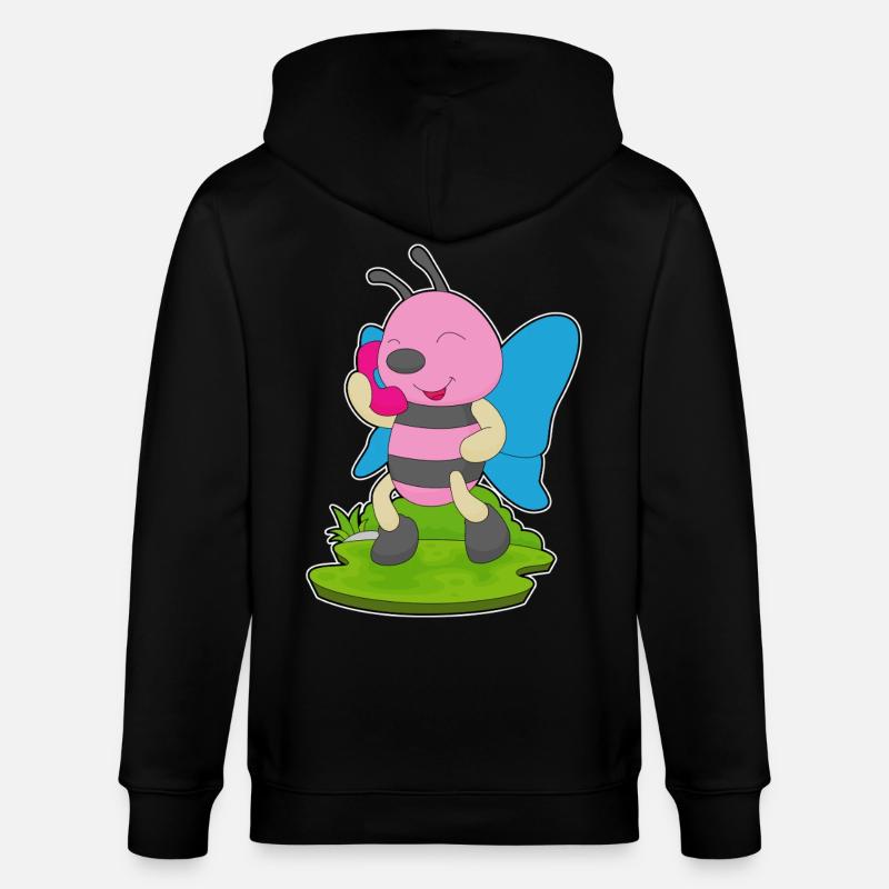 Téléphone papillon - Veste à capuche bio CULTIVATOR Stanley/Stella Unisexe - noir