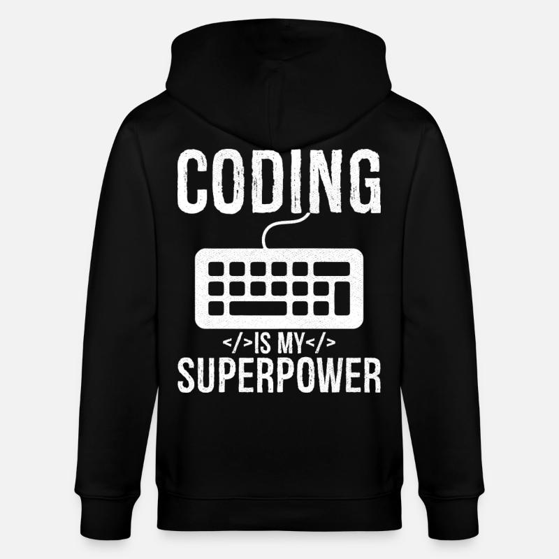 coding is my superpower - Stanley/Stella Unisex Bio-Kapuzenjacke CULTIVATOR  - Schwarz