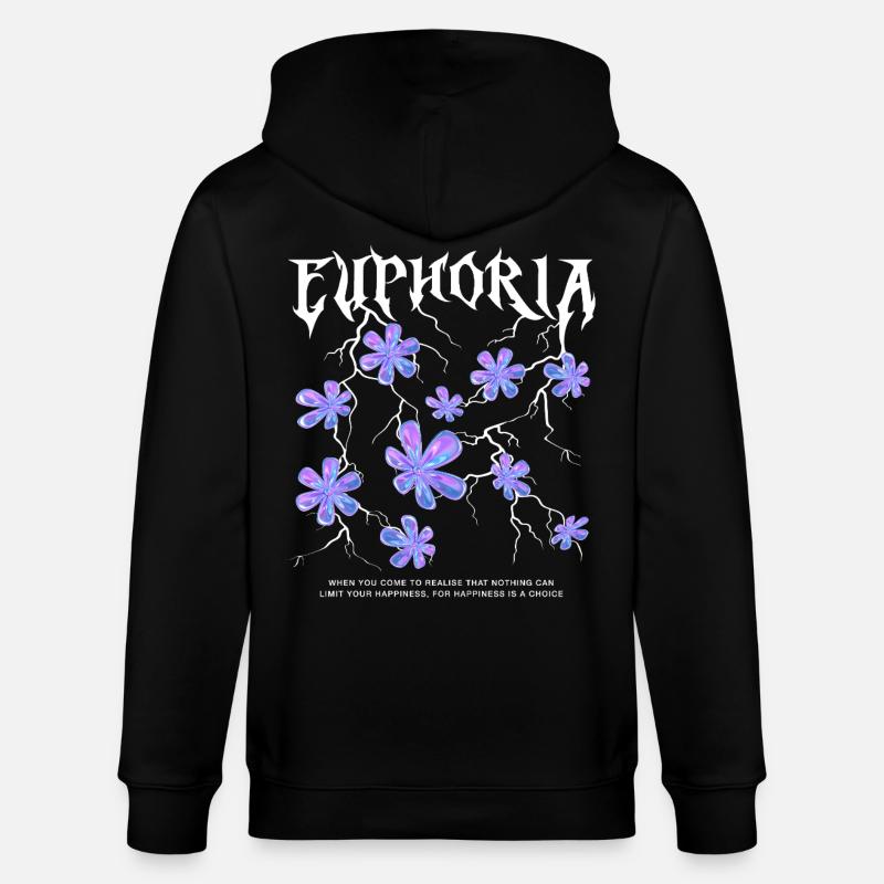 Euphorie Éclair Fleurs - Veste à capuche bio CULTIVATOR Stanley/Stella Unisexe - noir